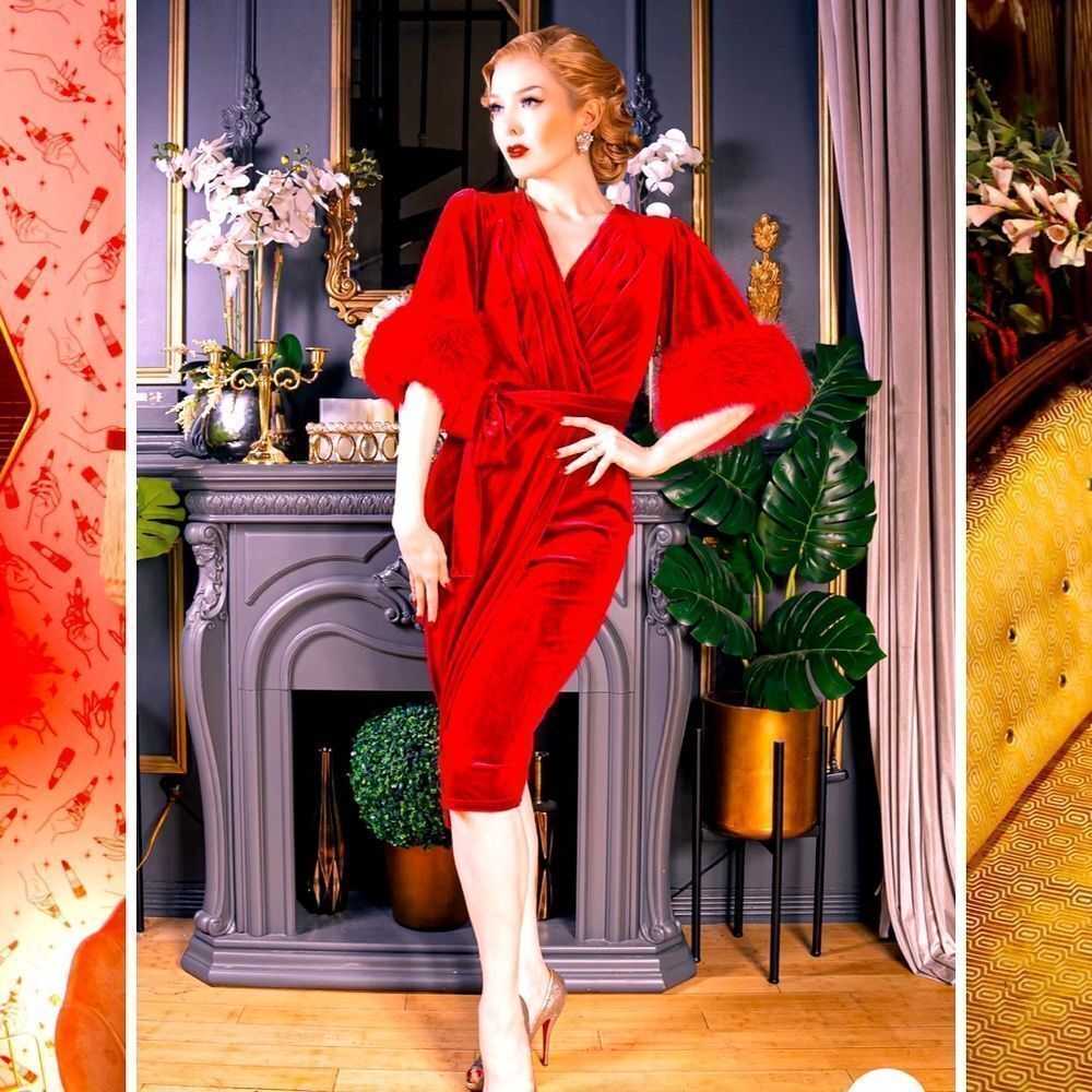 Hollywoodland Fifth Avenue Dress 1940’s Glamour Dress Red NEW